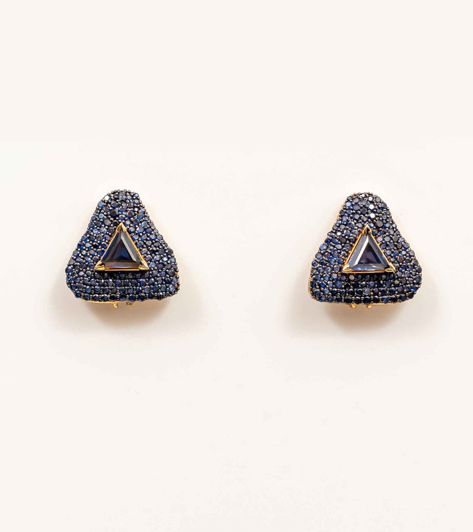 Sapphire Triangle Stud Earrings | UBAA