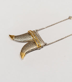 The Ace Necklace, an Ace-emblem pendant in 22K Kundan gold with Polki diamonds