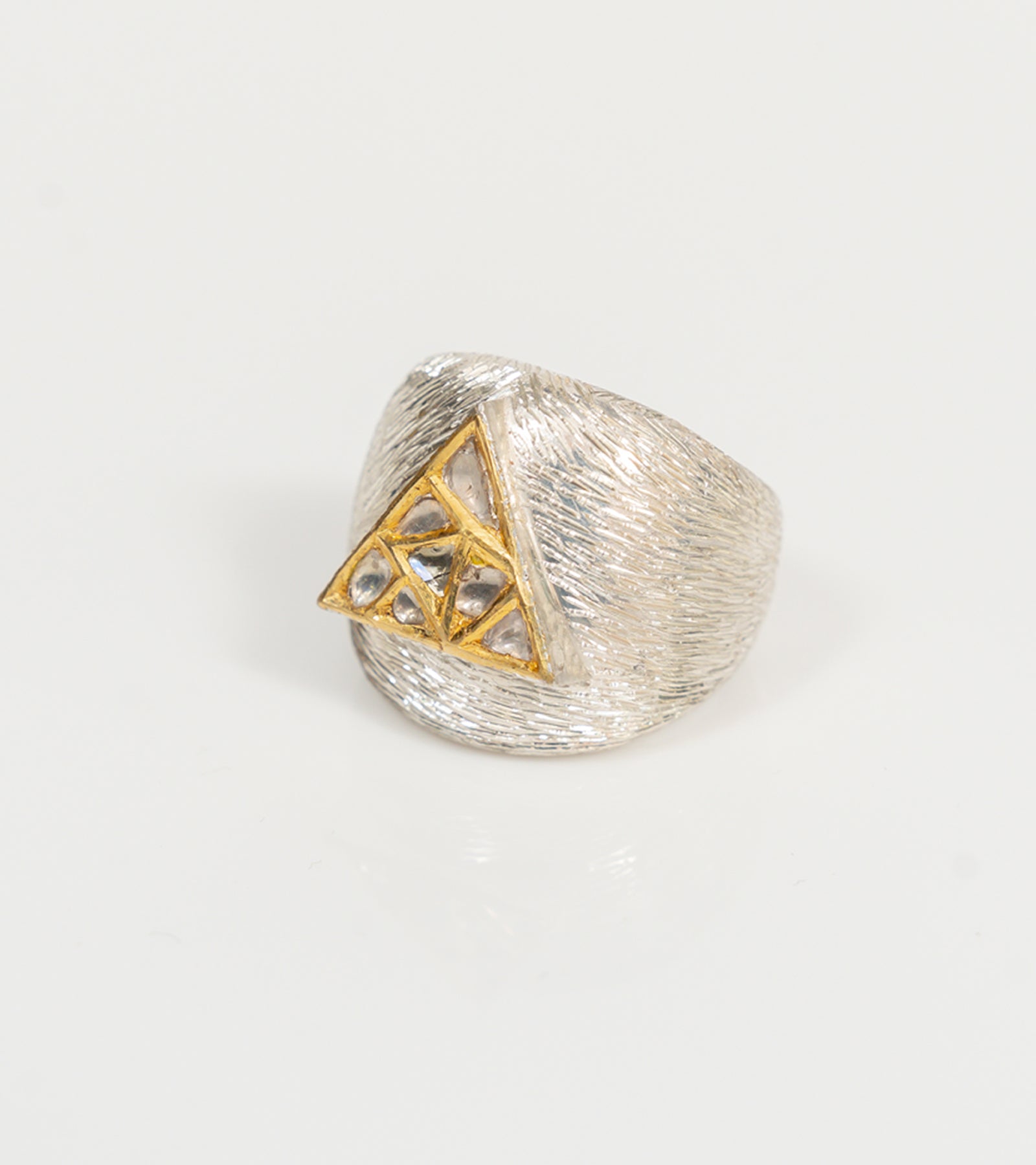 Ann Cocktail Ring, a chunky statement ring with UNCUT's signature Polki diamond mosaic design in gold