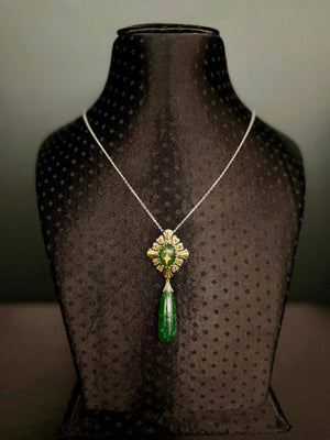 Side profile of the Anuradha Necklace showing the full drape and layering of all eight strands