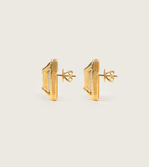 Detail of the natural diamond accents on the Hera Stud Earrings