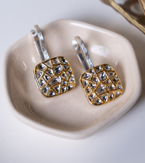 Lux Hoops classic balis set with natural Polki diamonds in 22K Kundan gold