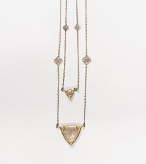 Sky Necklace Set duo of trillion chain necklaces in 22K Kundan gold with Polki diamonds