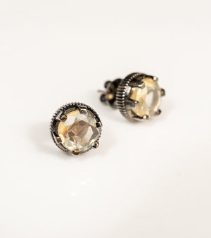 Swati Studs faceted citrine studs set in silver, from the Shashikala collection by UBAA