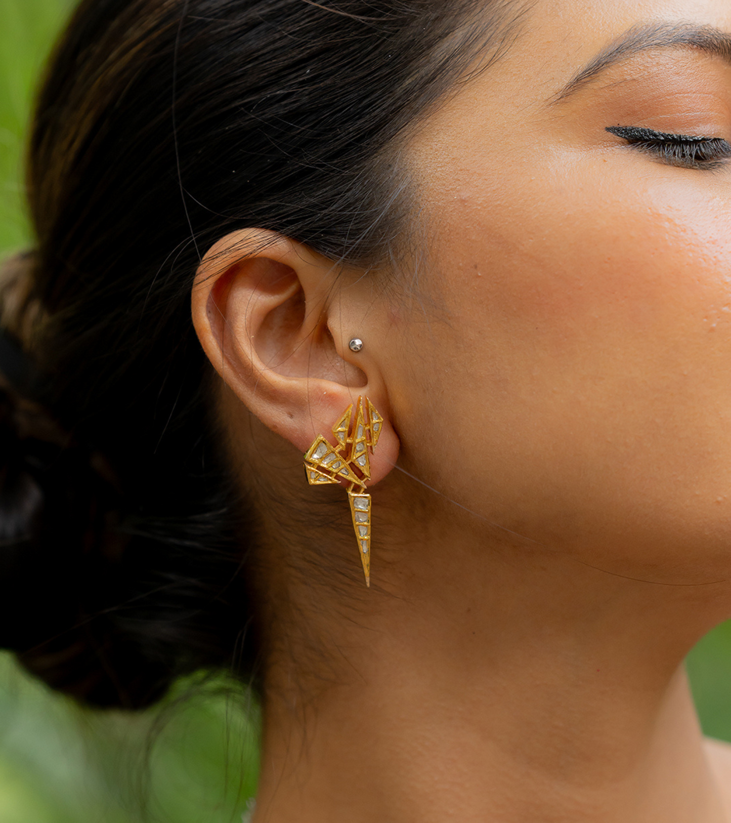 The Maya Polki Earrings in Gold