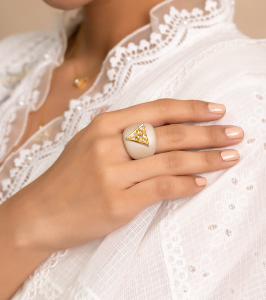 The Triangolo Polki Cocktail Ring In Gold