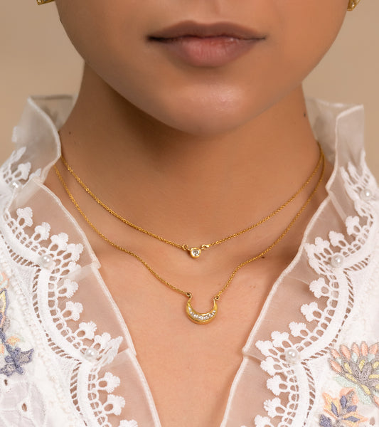 Crescent + Round Layered | Necklace