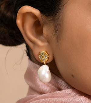 Polki Gold Earrings by UNCUT Jewelry