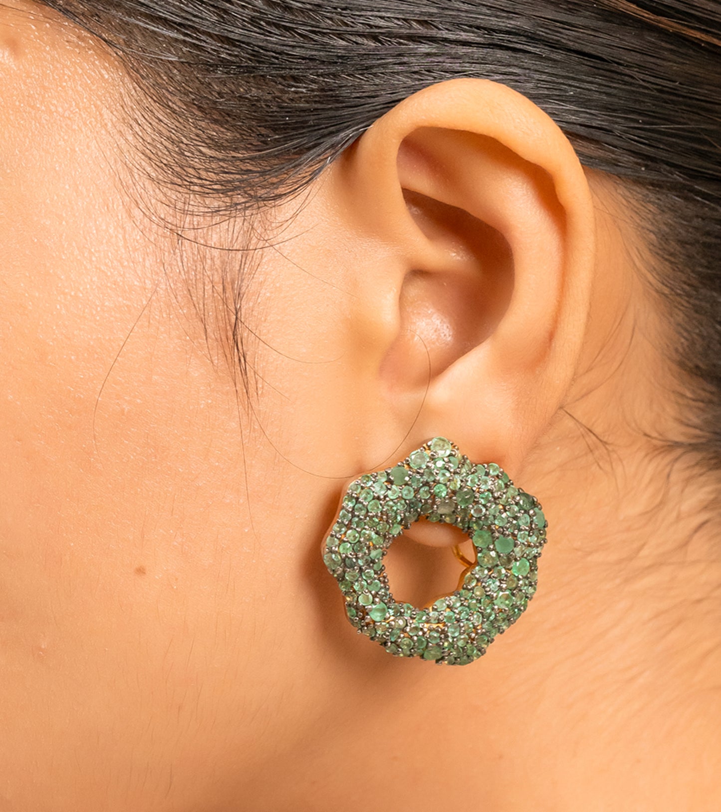 Emerald Asymmetrical Stud | Earrings