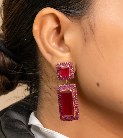 Ruby Rectangle Dangler | Earrings