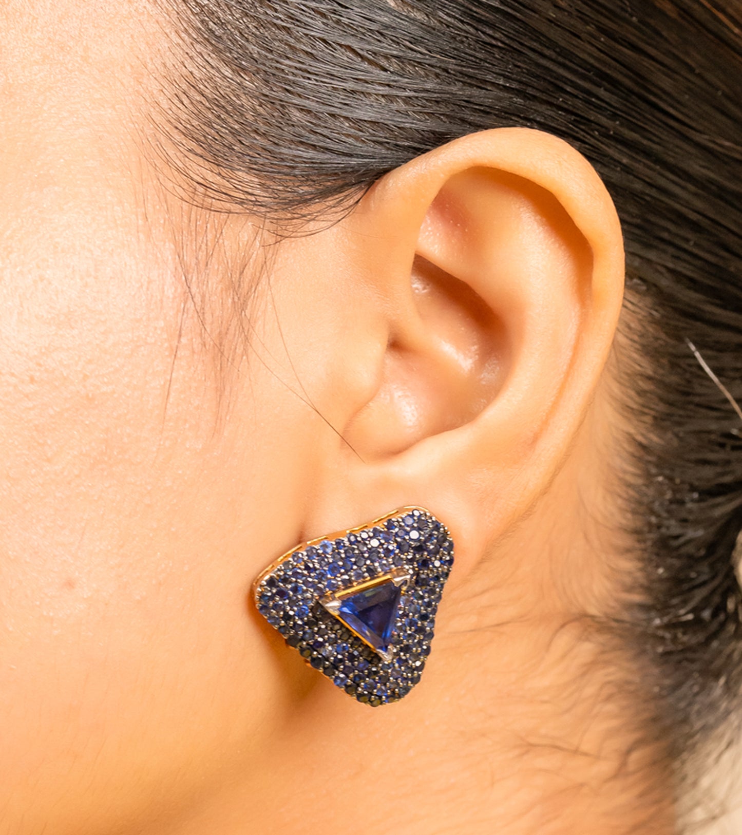 Sapphire Triangle Stud | Earrings