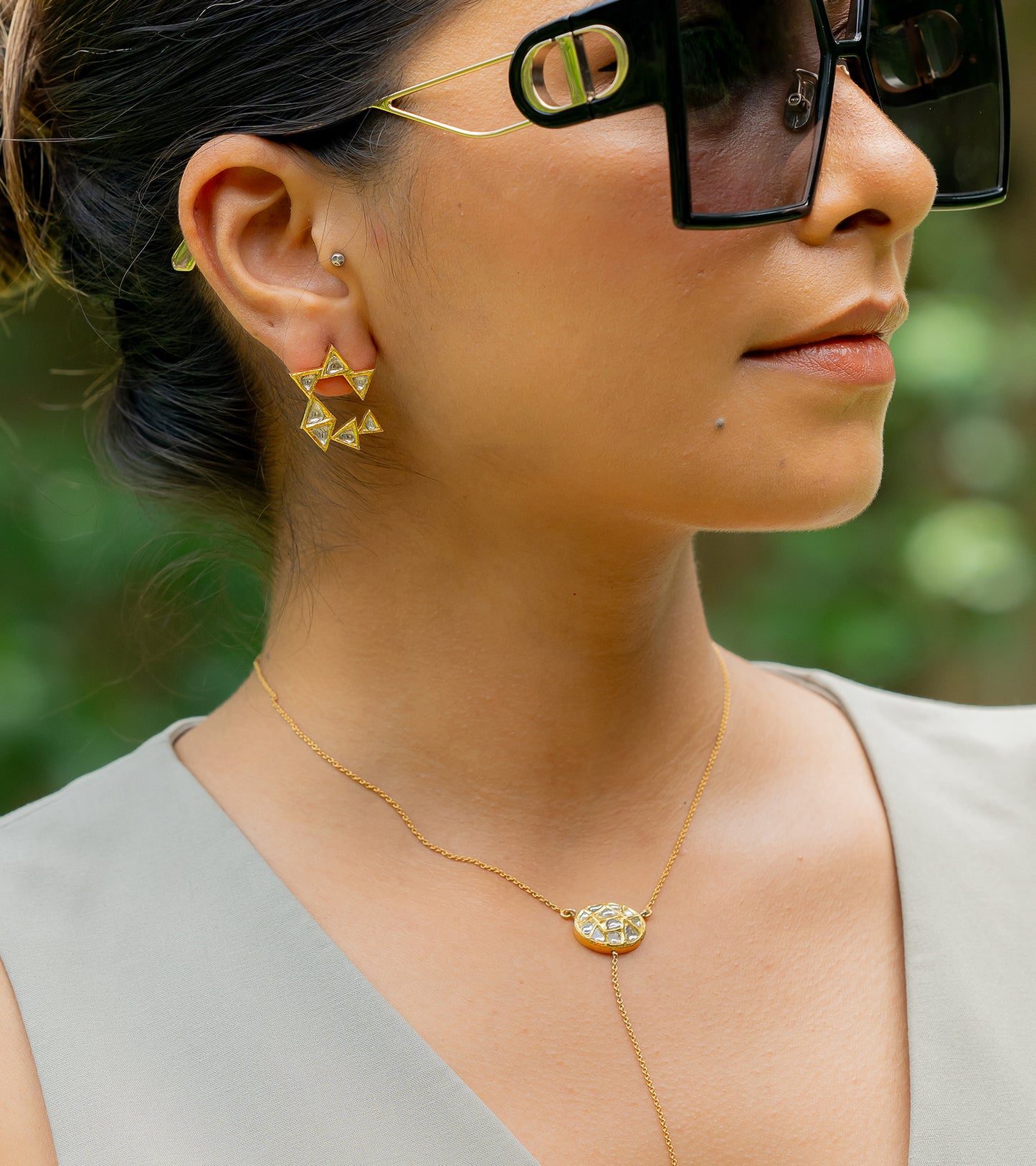 The Ines Polki Earrings in Gold
