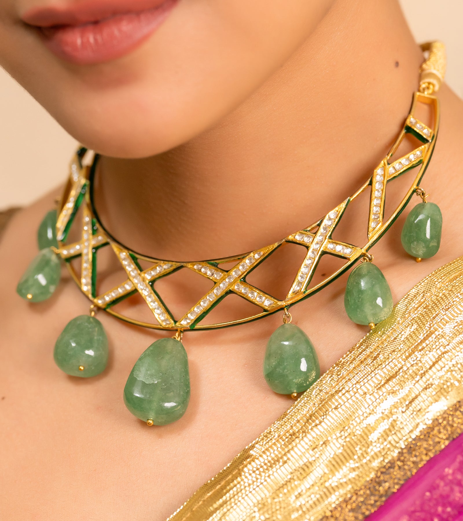 Gold Polki Necklace by UNCUT Jewelry