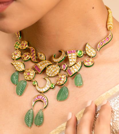 The Cveta Polki Earrings with Diamante in Gold