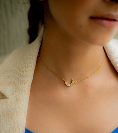The Crescent Polki Necklace in Gold