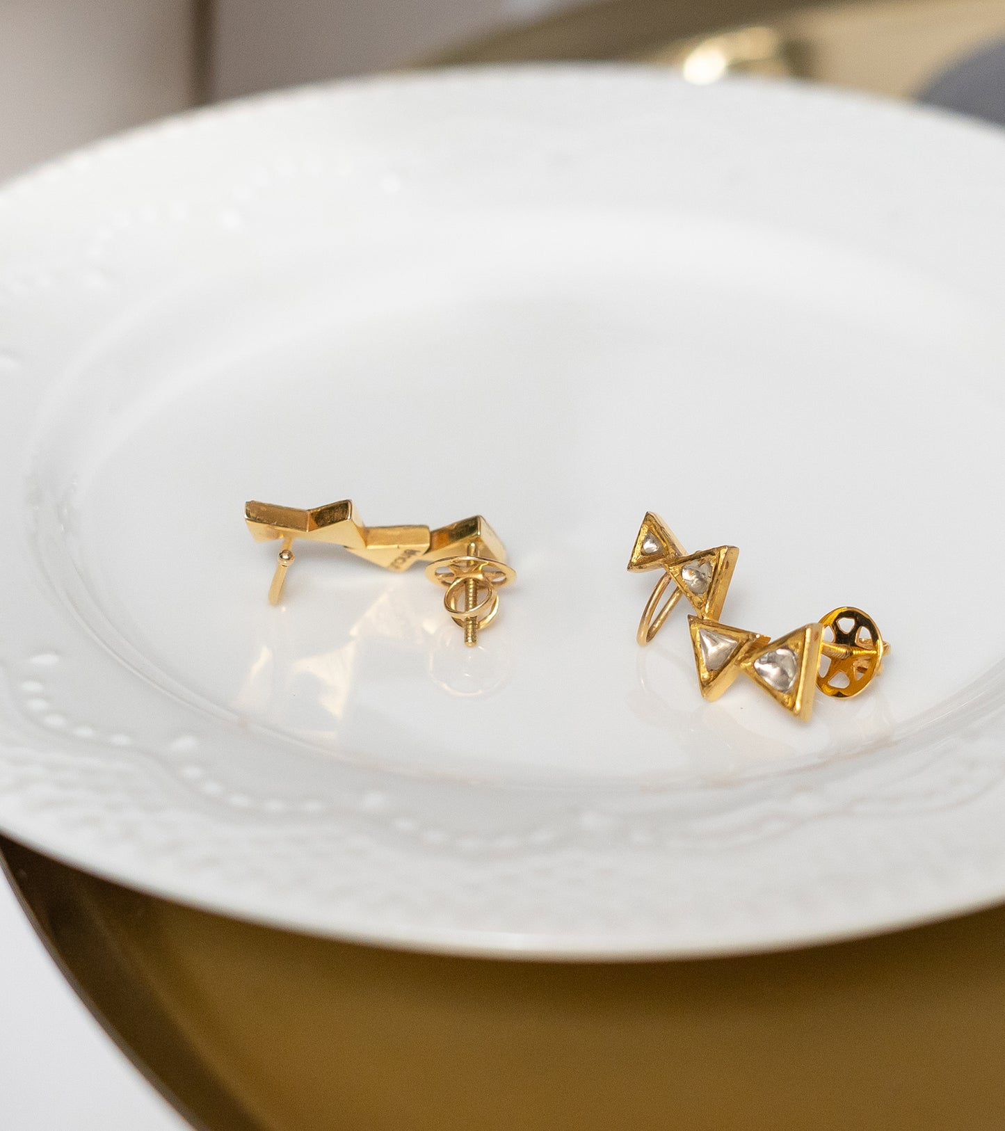 Gold Polki Earrings by UNCUT Jewelry