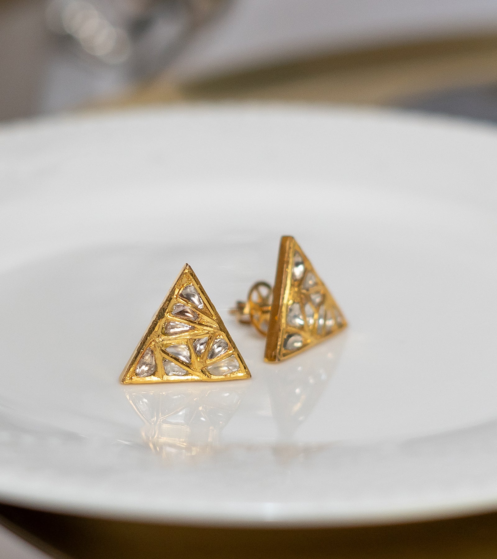 Polki Gold Earrings by UNCUT Jewelry