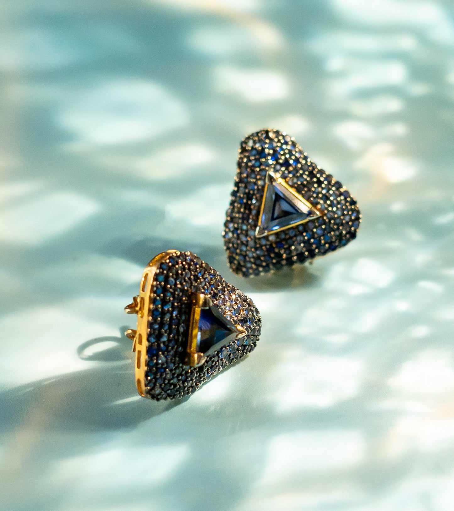 Sapphire Triangle Stud | Earrings