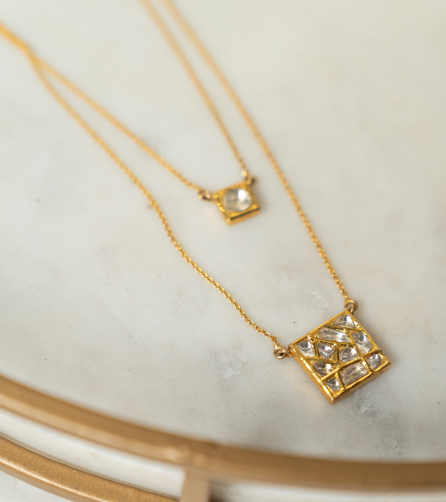 The Quadra Two Layered Necklace in Gold