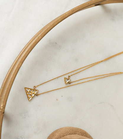 The Triangolo Two Layered Polki Necklace in Gold