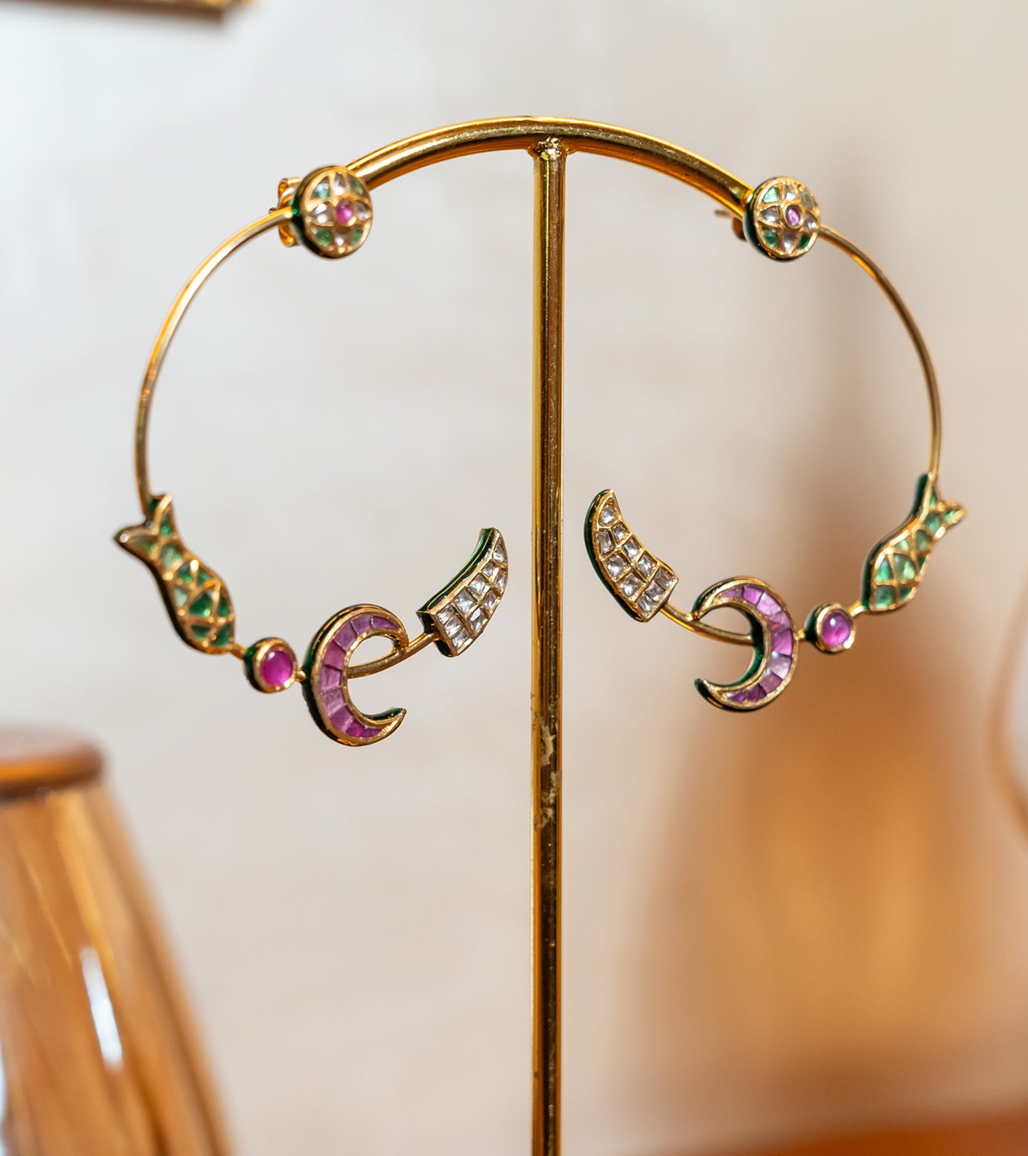 The Crescent Polki Earrings in Gold-Festive Jewelry