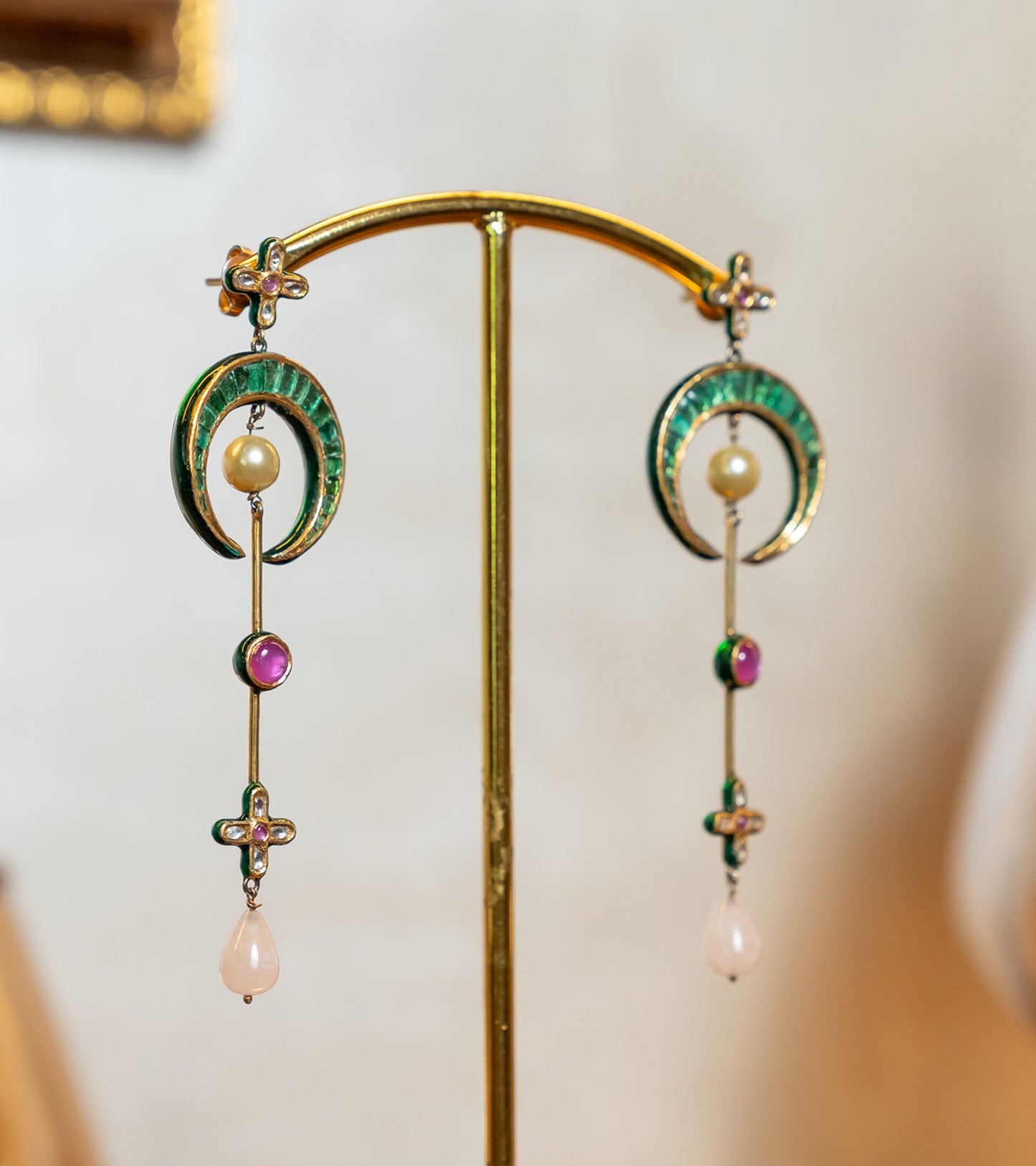 The Tear Drop Polki Earrings in Gold-Festive Jewelry