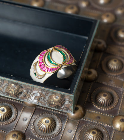 The Nadia Polki Cuff in Gold & Silver-Festive Jewelry