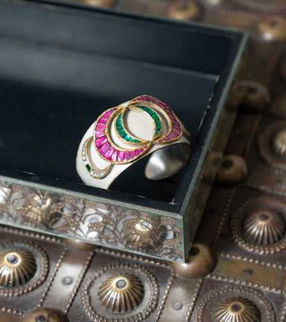 The Nadia Polki Cuff in Gold & Silver-Festive Jewelry