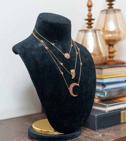The Three Layered Polki Necklace in Gold-Festive Jewelry