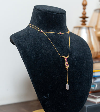 The Fish Polki Two Layered Necklace in Gold-Festive Jewelry