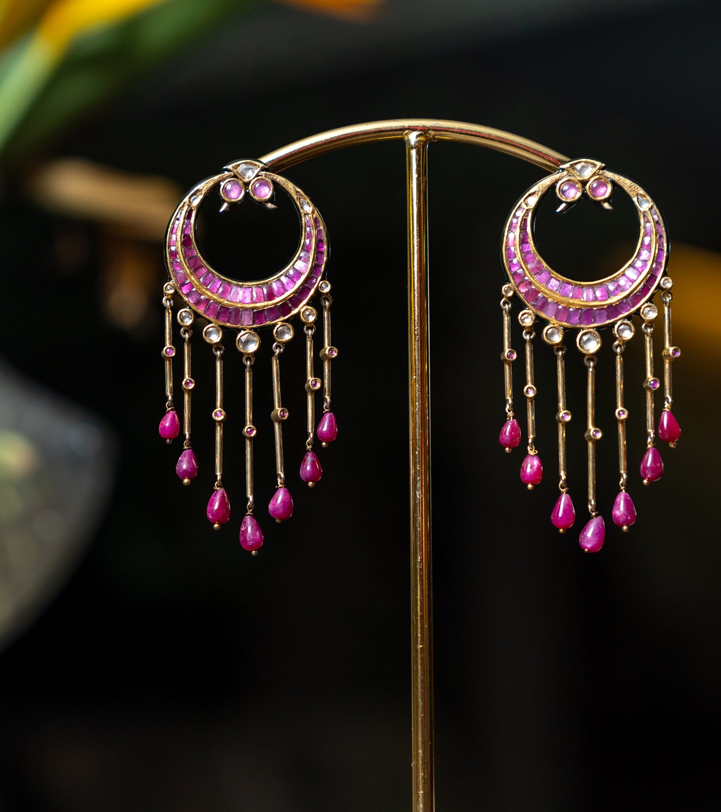 The Peacock Ruby Chandbalis in Gold-Festive Jewelry