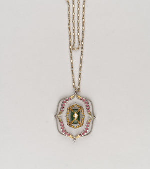 Detail of the crafted pearls and silver wire strand on the Amara Necklace