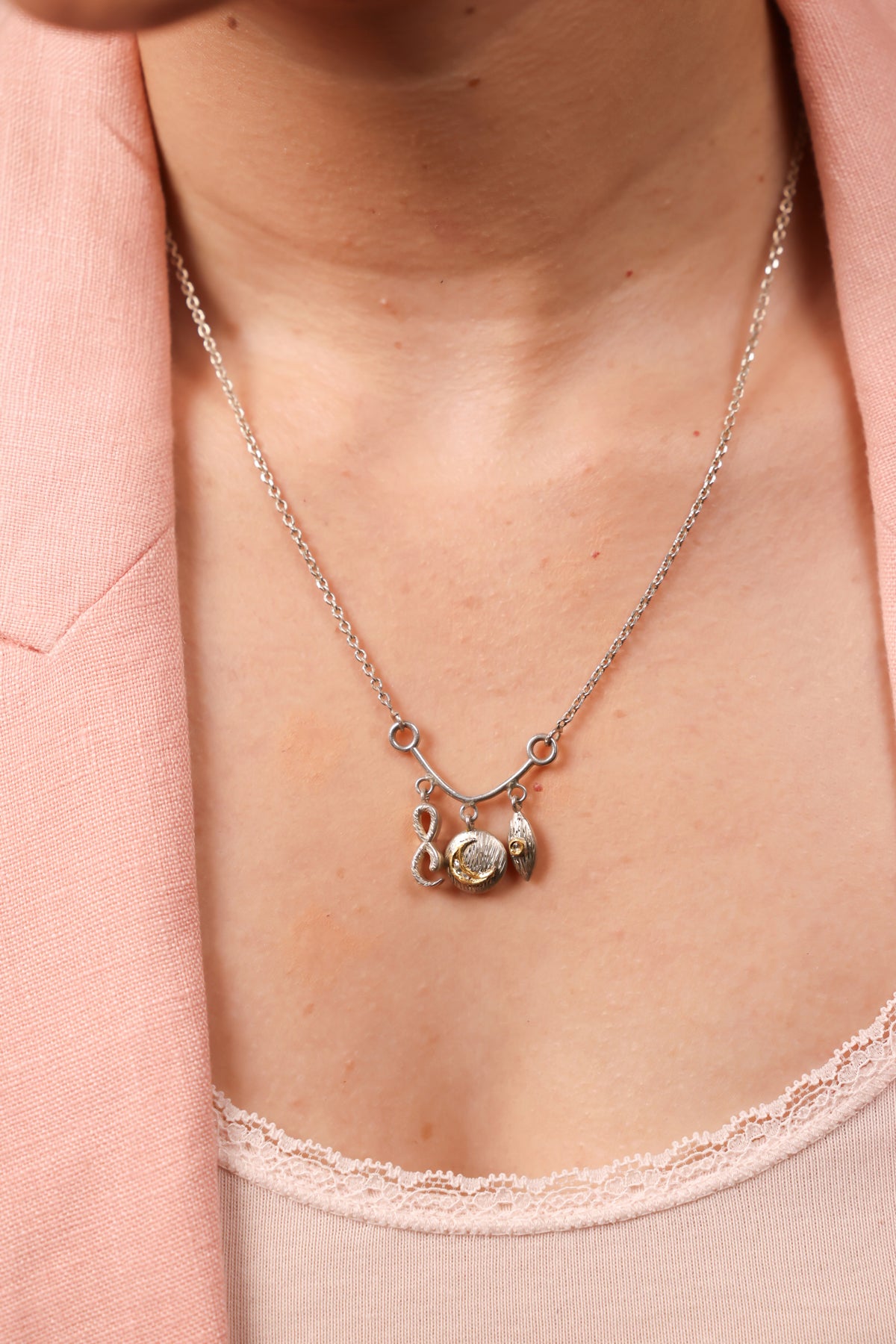 Ari Necklace worn solo, from desk to dinner