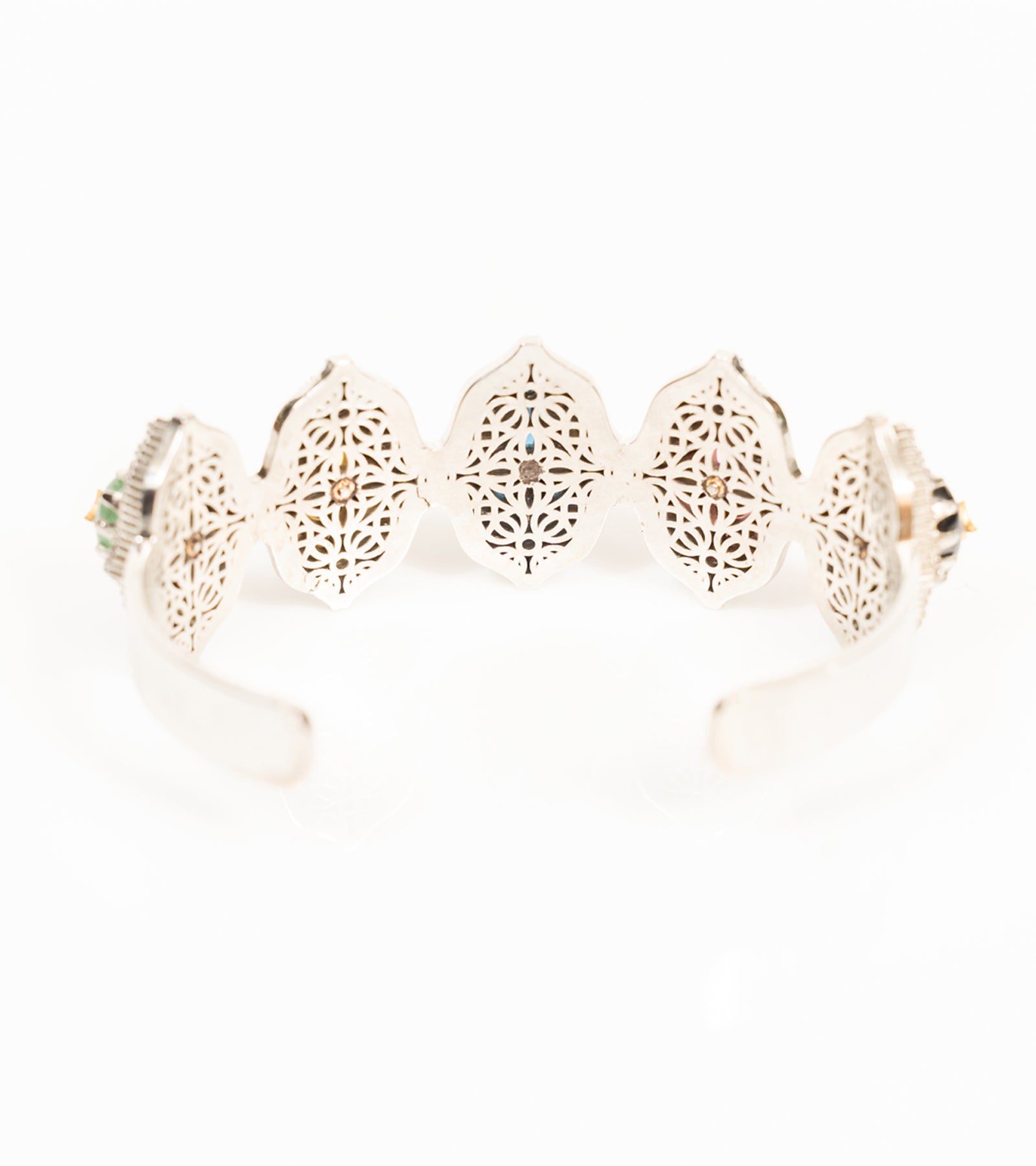 Bombay Stack Bold cuff worn on a bare arm, styled as the centrepiece of a bracelet stack