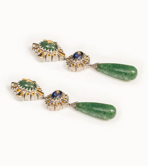 Detail of the long natural aventurine drop on the Diya Earrings
