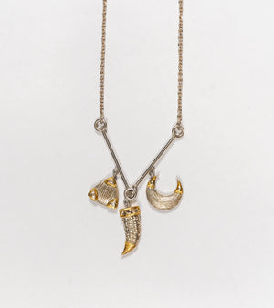 Eva Necklace featuring Vagh Nakh, Crescent, and Trillion motifs in 22K Kundan gold with Polki diamonds