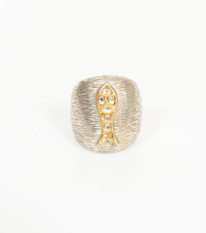 Side profile of the Chunky Fish Motif Ring showing its bold silhouette