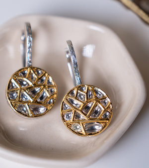 Goya Balis earrings handcrafted with uncut Polki diamonds in 22K Kundan gold