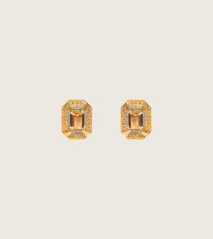 Hera Stud Earrings from UNCUT Modern in 18K gold with a golden topaz centre, citrine, and natural diamonds