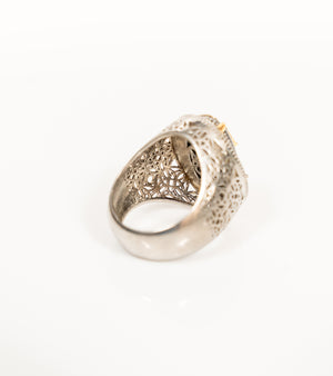 Jaipur Ring worn solo with monochrome outfits, standing as the focal point of the look