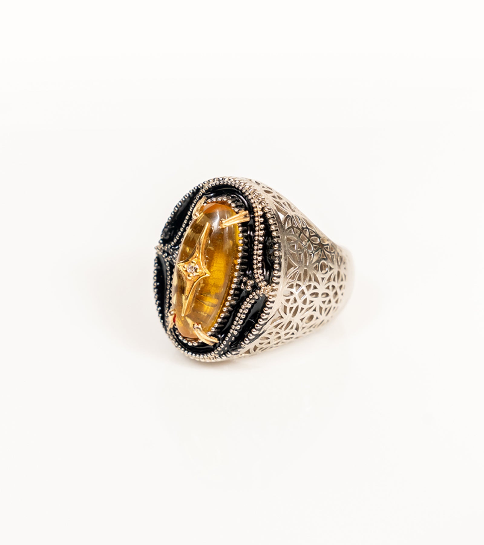 Jaipur Ring in crafted yellow topaz, offering a warm, radiant take on the same design