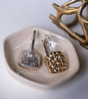 Detail of the 22K Kundan gold work on the Lux Hoops
