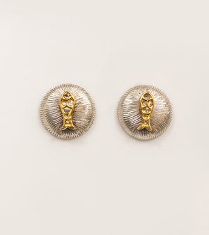 Nox Earrings with luminous natural Polki diamonds set in sterling silver with fine 22K gold accents