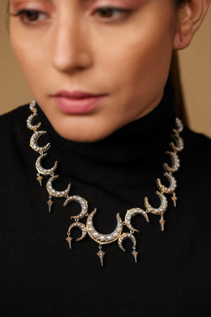 Ragini Necklace worn with a high-neck kurta, standing as the focal point of the ensemble