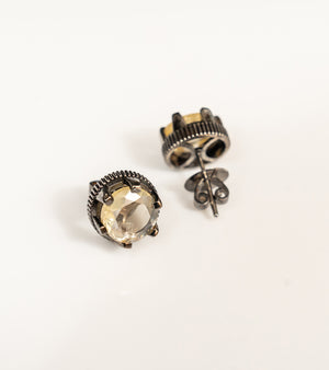 Swati Studs faceted citrine studs set in silver, from the Shashikala collection by UBA
