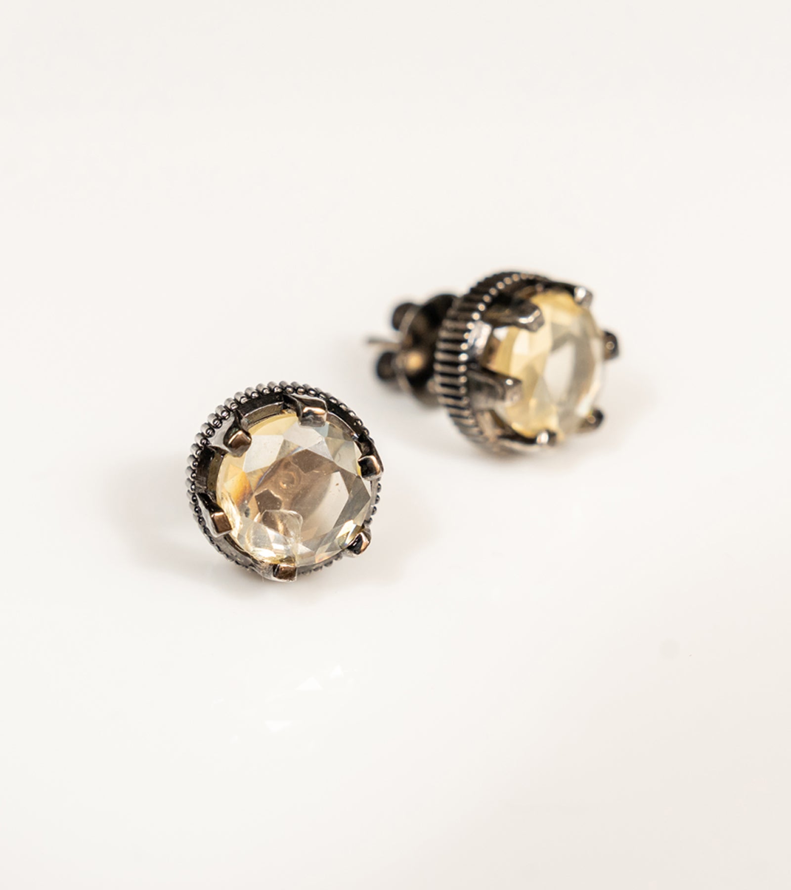 Swati Studs faceted citrine studs set in silver, from the Shashikala collection by UBAA