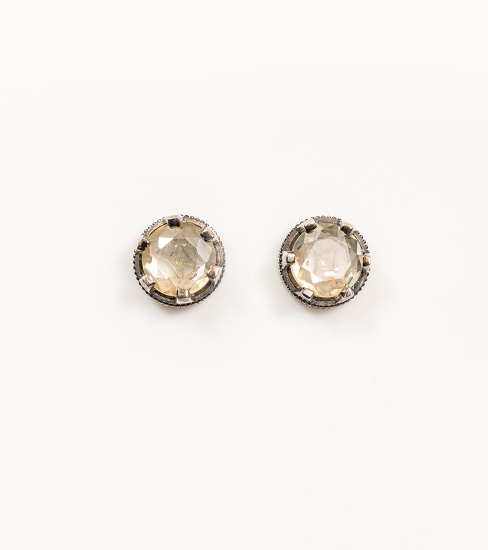 Detail shot of the Swati Studs highlighting the silver setting and diamond accents