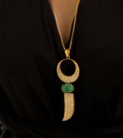 The Polki Studded Vagh Nakh Medallion on Chain in Gold-Festive Jewelry