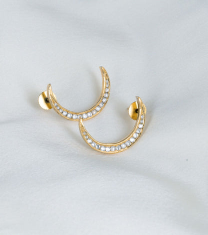 The Hana Crescent Polki Earrings in Gold