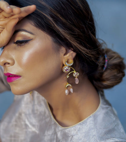 The Topsy Turpy Polki & Ruby Earrings in Gold-Festive Jewelry